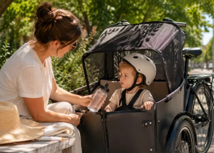 Canicule : les précautions à prendre avant d’installer un enfant dans un vélo cargo